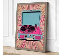 Vintage Turntable Pop Retro Canvas Wall Art Print 18x12 Inch (46 x 30 cm)