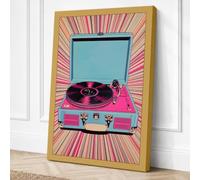 Vintage Turntable Pop Retro Canvas Wall Art Print 36x24 Inch (91 x 61 cm)