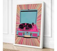 Vintage Turntable Pop Retro Canvas Wall Art Print 36x24 Inch (91 x 61 cm)