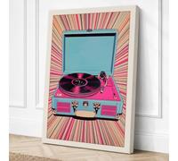 Vintage Turntable Pop Retro Canvas Wall Art Print 36x24 Inch (91 x 61 cm)