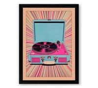 Vintage Turntable Pop Retro Framed Wall Art Print A3 (42×29.7cm) Black, Wall Decor for Living Room, Bedroom, Office & Home, Ready to Hang, Art Gift