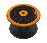 Vintage Turntable Vinyl Record HiFi Music Retro Art Orange PopSockets Adhesive PopGrip