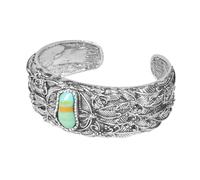 Vintage Turquoise Bracelet for Women Charm Antique Silver Chunky Wide South Western Cowgirl Bangle Cuff Bracelets Adjustable Bohemian Fashion Indian Jewelry for Mother Party