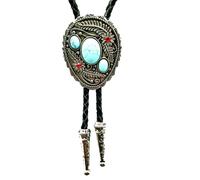 Vintage Turquoise Stone Bolo Tie Native Cowboy Western Retro Necktie For Men