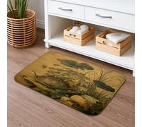 Vintage Turtle Botanical Bath Mat, Antique Nature Print Absorbent Non Slip Shower Mat, Spring Memory Foam Washable Rugs for Bathroom Toilet Decor 16x24 Inch