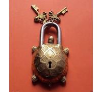 Vintage Turtle Tortoise Door Lock Padlock Brass Keys Antique Pad Vintage Lion