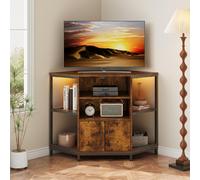 Vintage TV Corner Cabinet with LED Lighting