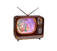 Vintage TV-Shaped Christmas Musical Snow Globe, LED Light Display, 8 Melodies Contained, Multiple Scenes Available, Chirstmas Ornamental Retro Holiday Decor, Innovative Design (Santa+Gifts)