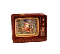 Vintage TV-Shaped Christmas Musical Snow Globe, LED Light Display, 8 Melodies Contained, Multiple Scenes Available, Chirstmas Ornamental Retro Holiday Decor, Innovative Design (Santa+Table)