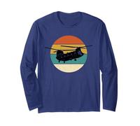 Vintage Twin Rotor Heavy Lift Helicopter Long Sleeve T-Shirt
