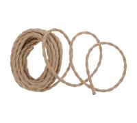Vintage Twisted Rope Electrical Light Cable for Ceiling Installations | Hemp Rope, PVC and Jute Construction, 3 Conductor Stripped Ends, Brown Finish