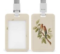 Vintage Two Loving Birds ID Badge Holder Retractable Clip Card Holder Card Protector Name Badge Name Tag for Work Office Doctor Nurse