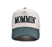 Vintage Two-Tone Women's Baseball Cap, Mommin Trucker Hat for Women & Men, Adjustable Baseball Cap, Mother Day Ponytail Hat for Running, Gym, Fashion, Office and Outdoor Green