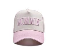 Vintage Two-Tone Women's Baseball Cap, Mommin Trucker Hat for Women & Men, Adjustable Baseball Cap, Mother Day Ponytail Hat for Running, Gym, Fashion, Office and Outdoor Pink