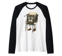 Vintage Typewriter Elder Character Classic Writing Machine H Raglan Baseball Tee