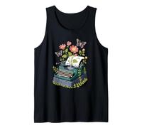 Vintage Typewriter Flowers Butterflies Writing Poetry Tank Top
