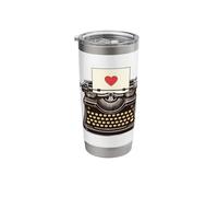 Vintage Typewriter Red Heart Writer Author Stainless Steel Insulated Tumbler