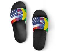Vintage U.S.A. And Brazil Flag Women's House Slippers for Men Shower Slides Bathroom Shoes Sandals 43 (265mm)