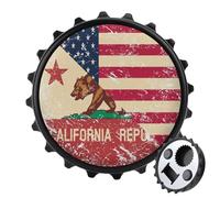 Vintage U.S.A and California State Flag 2 in 1 Magnetic Beer Bottle Opener Fridge Magnets Easy Storage Gift for Men Women Black-Style