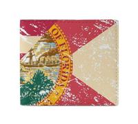 Vintage U.S.A and Florida State Flag Classic Mens Wallet Slim Leather Card Holder Bifold Wallets Front Pocket