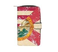 Vintage U.S.A and Florida State Flag Long Purses for Women Leather Card Holder Mens Wallet Coin Purse