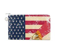 Vintage U.S.A and Florida State Flag Portable Canvas Coin Purse Fashion Pencil Case Travel Makeup Bag