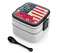 Vintage U.S.A and Georgia State Flag Bento Lunch Box Adults with Compartments Handle Food Containers 1000ml