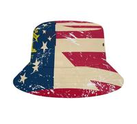 Vintage U.S.A and Georgia State Flag Fashion Bucket Hats Men Women Foldable Cap Sun Hat Summer Travel