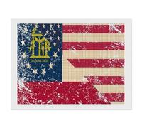 Vintage U.S.A and Georgia State Flag Full Square Drill Diamond Art Kits Accessories Painting Craft Home Wall Decor
