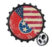 Vintage U.S.A and Tennessee State Flag 2 in 1 Magnetic Beer Bottle Opener Fridge Magnets Easy Storage Gift for Men Women Black-Style