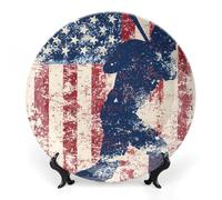 Vintage U.S.A. Flag Baseball Bone China Decorative Plates Wall Table Crafts Display Decor for Home Office