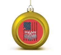Vintage U.S.A Flag Bowling Christmas Balls for Tree Decoration PC Baubles Hanging Ornaments Festive Decor 4PCS