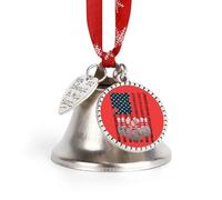 Vintage U.S.A Flag Bowling Christmas Bell & Sleigh Bells for Tree Decoration Hanging Ornaments Festive Decor Love Bell