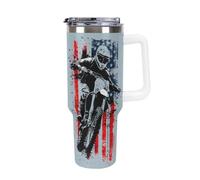 Vintage U.S.A Flag with Biker Large Capacity Car Cup 40 Oz