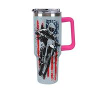 Vintage U.S.A Flag with Biker Large Capacity Car Cup 40 Oz