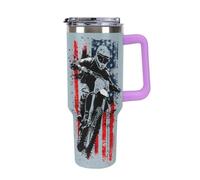 Vintage U.S.A Flag with Biker Large Capacity Car Cup 40 Oz