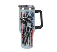 Vintage U.S.A Flag with Biker Large Capacity Car Cup 40 Oz