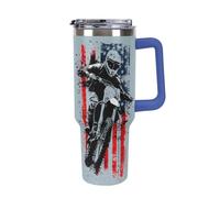 Vintage U.S.A Flag with Biker Large Capacity Car Cup 40 Oz