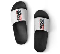 Vintage U.S.A Flag with Biker PVC Anti-Skid Home Slippers | Slides Shower Shoes House Bathroom Slippers for Women Men