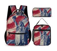 Vintage U.S.A. Freedom Backpack Set Rucksack Insulated Lunch Bag Makeup Bag