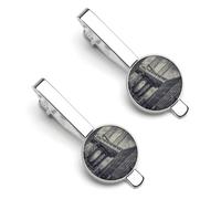 Vintage U.S.A. Manhattan Bridge Silver Tie Clip Suit Accessories for Men Necktie Bar Set Pin Business Wedding