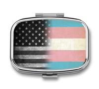 Vintage U.S.A. Transgender Flag Travel Pill Organizer with Mirror