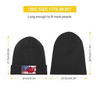 Vintage U.S. And Canada Flag Men‘s Soft Beanie Hat Winter Warm Slouchy Knit Cuff Cap for Women