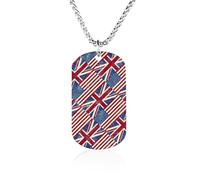 Vintage U.S. And England Flags Funny Photo Necklace for Men Women Memorial Necklaces Printed Picture Pendant Jewelry