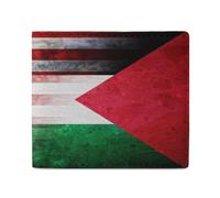 Vintage U.S. and Palestine Flag Leather Bifold Wallet for Men Slim Card Cases with 2 Slots Minimalist Coin Purs