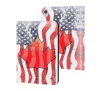Vintage U.S. Canadian Flag Cute Tablet Case Unisex Slim Hard Protective Cover Compatible with iPad 9th/ 8th/ 7th