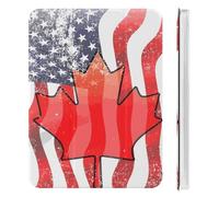 Vintage U.S. Canadian Flag Cute Tablet Case with Pencil Holder Unisex Slim Hard Protective Cover Compatible with iPad Mini 4/5/6
