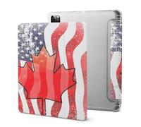 Vintage U.S. Canadian Flag Cute Tablet Case with Pencil Holder Unisex Slim Hard Protective Cover Compatible with iPad 2020 /Pro 2020/2020 AIR 4 /Pro 2021