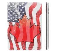 Vintage U.S. Canadian Flag Cute Tablet Case with Pencil Holder Unisex Slim Hard Protective Cover Compatible with iPad Mini 4/5/6