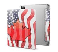Vintage U.S. Canadian Flag Cute Tablet Case with Pencil Holder Unisex Slim Hard Protective Cover Compatible with iPad 2020 /Pro 2020/2020 AIR 4 /Pro 2021